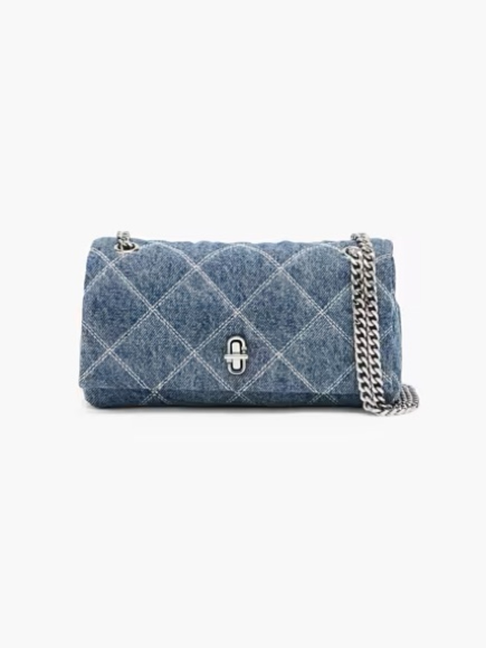 Dual Chain Denim Quilted Mini Crossbody Bag